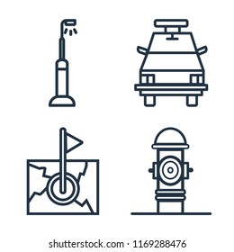Set of 4 vector icons such as Street light, Police car, Map, Hydrant, web UI editable icon pack, pixel perfect