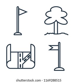 Set of 4 vector icons such as Flag, Park, Map, web UI editable icon pack, pixel perfect