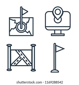 Set of 4 vector icons such as Map, Flag, web UI editable icon pack, pixel perfect