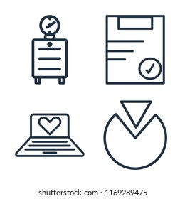 Set of 4 vector icons such as Alarm clock, Clipboard, Laptop, Pie chart, web UI editable icon pack, pixel perfect