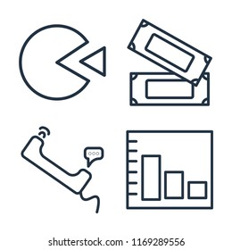 Set of 4 vector icons such as Pie chart, Money, Phone call, Bar web UI editable icon pack, pixel perfect