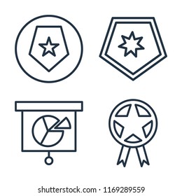 Set of 4 vector icons such as Shield, Analytics, Prize, web UI editable icon pack, pixel perfect