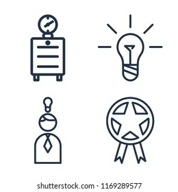 Set of 4 vector icons such as Alarm clock, Idea, Prize, web UI editable icon pack, pixel perfect