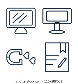 Set of 4 vector icons such as Laptop, Monitor, Magnet, Contract, web UI editable icon pack, pixel perfect