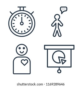 Set of 4 vector icons such as Chronometer, User, Employee, Presentation, web UI editable icon pack, pixel perfect