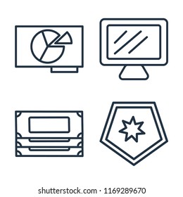 Set of 4 vector icons such as Presentation, Laptop, Money, Shield, web UI editable icon pack, pixel perfect