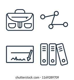 Set of 4 vector icons such as Briefcase, , Cheque, Archive, web UI editable icon pack, pixel perfect
