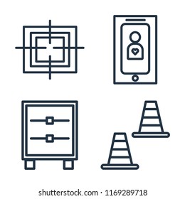 Set of 4 vector icons such as Target, Smartphone, Cabinet, Cone, web UI editable icon pack, pixel perfect