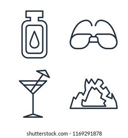 Set of 4 vector icons such as Oil, Sunglasses, Cocktail, Cave, web UI editable icon pack, pixel perfect
