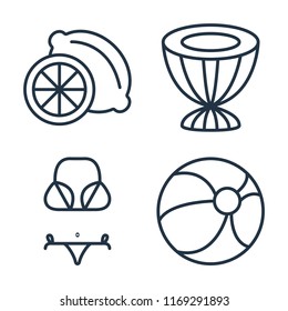 Set of 4 vector icons such as Lime, Drum, Bikini, Beach ball, web UI editable icon pack, pixel perfect