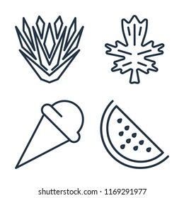 Set of 4 vector icons such as Yucca, Leaf, Ice cream, Watermelon, web UI editable icon pack, pixel perfect