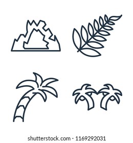 Set of 4 vector icons such as Cave, Leaf, Palm tree, web UI editable icon pack, pixel perfect