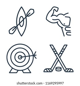 Set of 4 vector icons such as Kayak, Gym, Archery, Hockey, web UI editable icon pack, pixel perfect