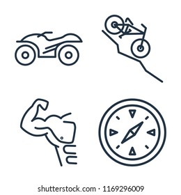 Set of 4 vector icons such as Quad, Downhill, Gym, Compass, web UI editable icon pack, pixel perfect