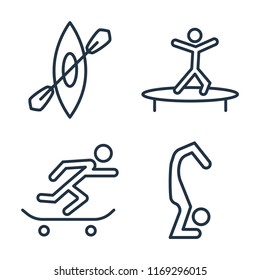 Set of 4 vector icons such as Kayak, Jumping, Skateboarding, Yoga, web UI editable icon pack, pixel perfect