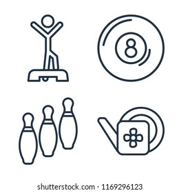 Set of 4 vector icons such as Warming up, Billiard, Bowling, Gardening, web UI editable icon pack, pixel perfect