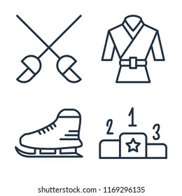 Set of 4 vector icons such as Fencing, Martial art, Ice skating, Pedestal, web UI editable icon pack, pixel perfect