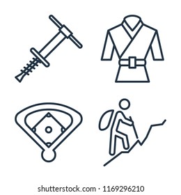 Set of 4 vector icons such as Pogo stick, Martial art, Baseball field, Hiking, web UI editable icon pack, pixel perfect