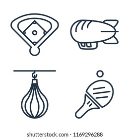 Set of 4 vector icons such as Baseball field, Airship, Punching bag, Table tennis, web UI editable icon pack, pixel perfect