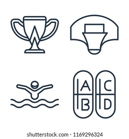 Set of 4 vector icons such as Cup, Basketball, Swimming, Vitamin, web UI editable icon pack, pixel perfect