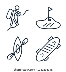 Set of 4 vector icons such as Mountaineering, Golf, Kayak, Skate, web UI editable icon pack, pixel perfect
