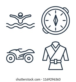 Set of 4 vector icons such as Swimming, Compass, Quad, Martial art, web UI editable icon pack, pixel perfect