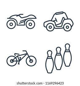 Set of 4 vector icons such as Quad, Buggy, Biking, Bowling, web UI editable icon pack, pixel perfect