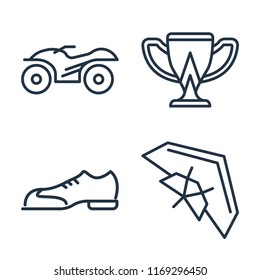 Set of 4 vector icons such as Quad, Cup, Shoes, Hang glider, web UI editable icon pack, pixel perfect