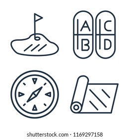 Set of 4 vector icons such as Golf, Vitamin, Compass, Yoga mat, web UI editable icon pack, pixel perfect