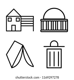 Set of 4 vector icons such as House, Museum, Trash, web UI editable icon pack, pixel perfect