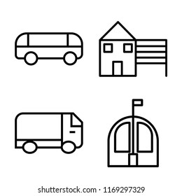 Set of 4 vector icons such as Car, House, Truck, Bungalow, web UI editable icon pack, pixel perfect