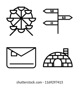 Set of 4 vector icons such as Ferris wheel, , Mailbox, Igloo, web UI editable icon pack, pixel perfect