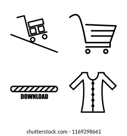 Set of 4 vector icons such as Delivery, Cart, Download, Dress, web UI editable icon pack, pixel perfect