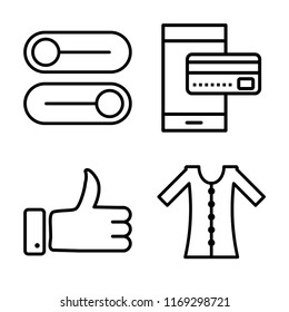 Set of 4 vector icons such as Button, Thumbs up, Dress, web UI editable icon pack, pixel perfect