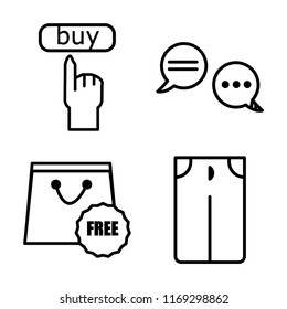 Set of 4 vector icons such as Buy, Chat, Free, Pants, web UI editable icon pack, pixel perfect
