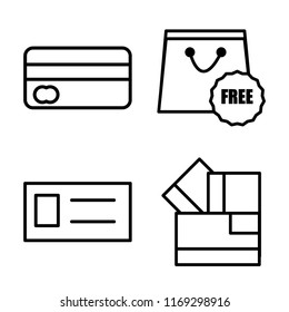 Set of 4 vector icons such as Payment, Free, Card, web UI editable icon pack, pixel perfect
