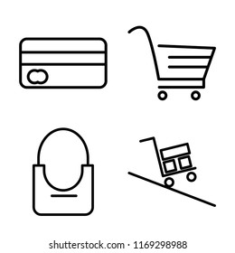 Set of 4 vector icons such as Payment, Cart, Shopping bag, Delivery, web UI editable icon pack, pixel perfect