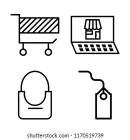 Set of 4 vector icons such as Cart, Shop, Shopping bag, Tag, web UI editable icon pack, pixel perfect