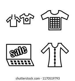 Set of 4 vector icons such as Clothes, Tshirt, Sales, Dress, web UI editable icon pack, pixel perfect