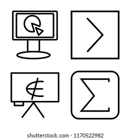 Set of 4 vector icons such as Monitor, Is greater than, an element of, The sum web UI editable icon pack, pixel perfect