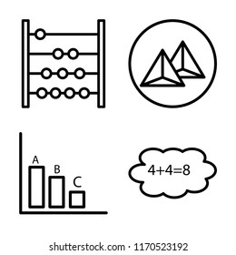 Set of 4 vector icons such as Counting, Pyramid, Bar chart, Cloud computing, web UI editable icon pack, pixel perfect