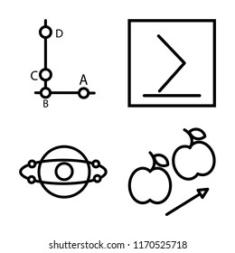 Set of 4 vector icons such as Segment, Is greater than or equal to, Sphere, Gravity, web UI editable icon pack, pixel perfect