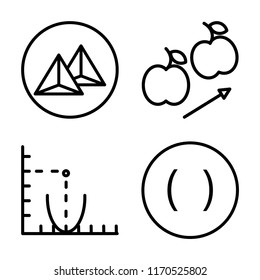 Set of 4 vector icons such as Pyramid, Gravity, Parabola, Parenthesis, web UI editable icon pack, pixel perfect