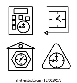 Set of 4 vector icons such as Calculator, Wall clock, Clocks, web UI editable icon pack, pixel perfect