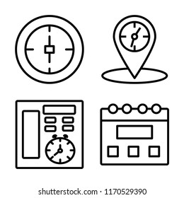 Set of 4 vector icons such as Stop watch, Placeholder, Service, Calendar, web UI editable icon pack, pixel perfect