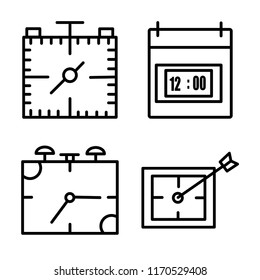 Set of 4 vector icons such as Stop watch, Time, Alarm clock, Wall web UI editable icon pack, pixel perfect
