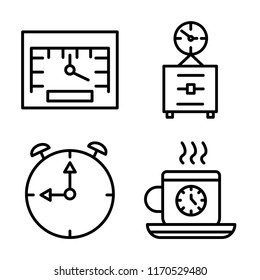 Set of 4 vector icons such as Speedometer, Wall clock, Stopwatch, Digital web UI editable icon pack, pixel perfect