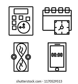 Set of 4 vector icons such as Calculator, Event, Hourglass, Smartphone, web UI editable icon pack, pixel perfect