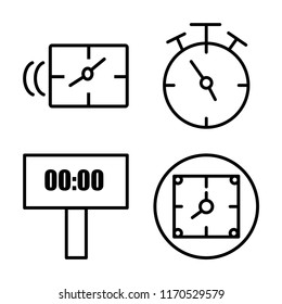 Set of 4 vector icons such as Clock, Tea time, Time, Alarm, web UI editable icon pack, pixel perfect