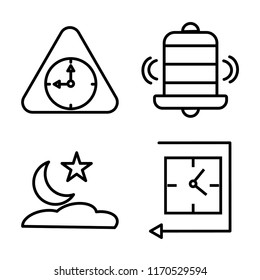 Set of 4 vector icons such as Wall clock, Alarm, Night, web UI editable icon pack, pixel perfect